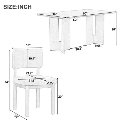 Dining Table Set With 6 Upholstered Chairs