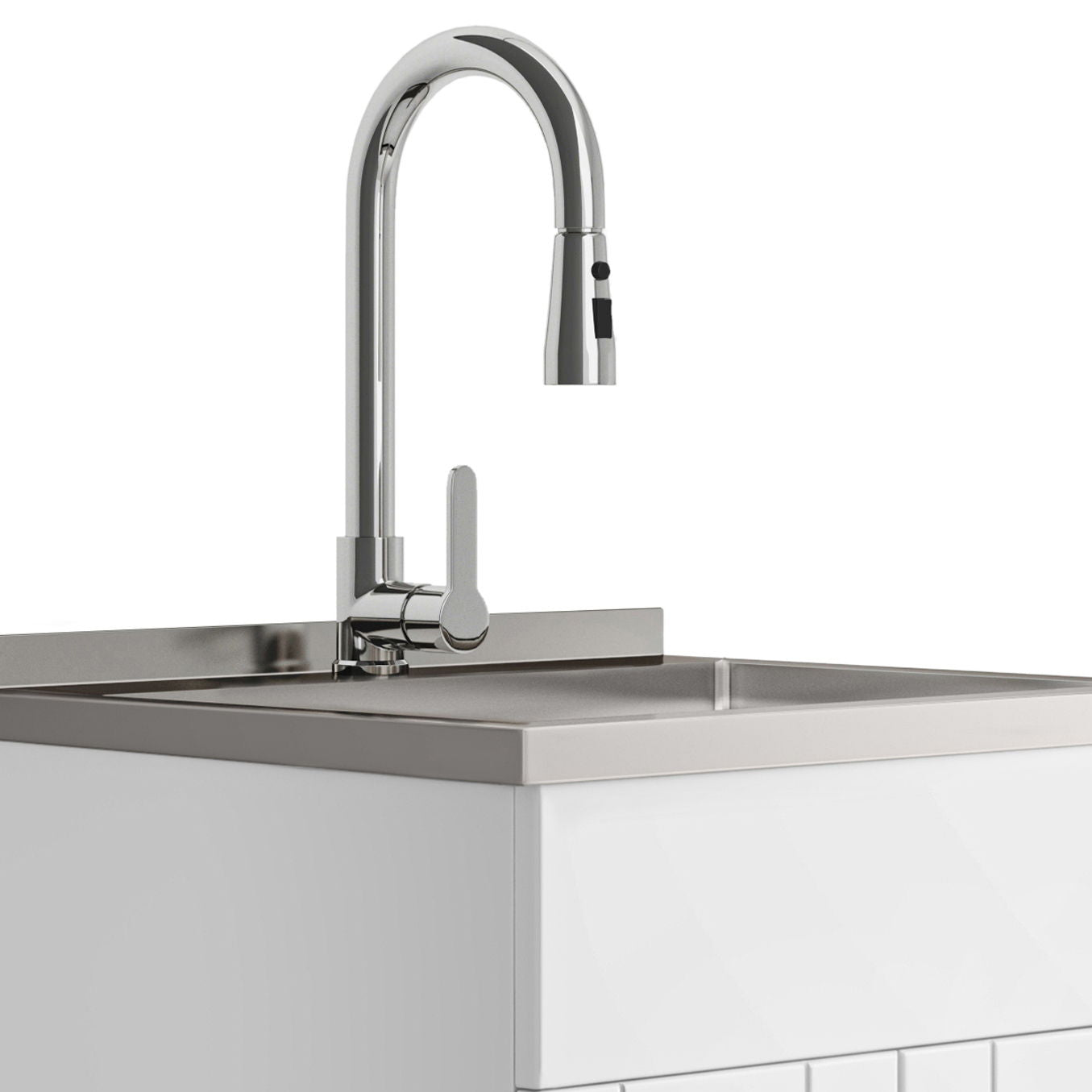 Laundry Cabinet With Faucet And Stainless Steel Sink