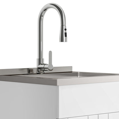 Laundry Cabinet With Faucet And Stainless Steel Sink