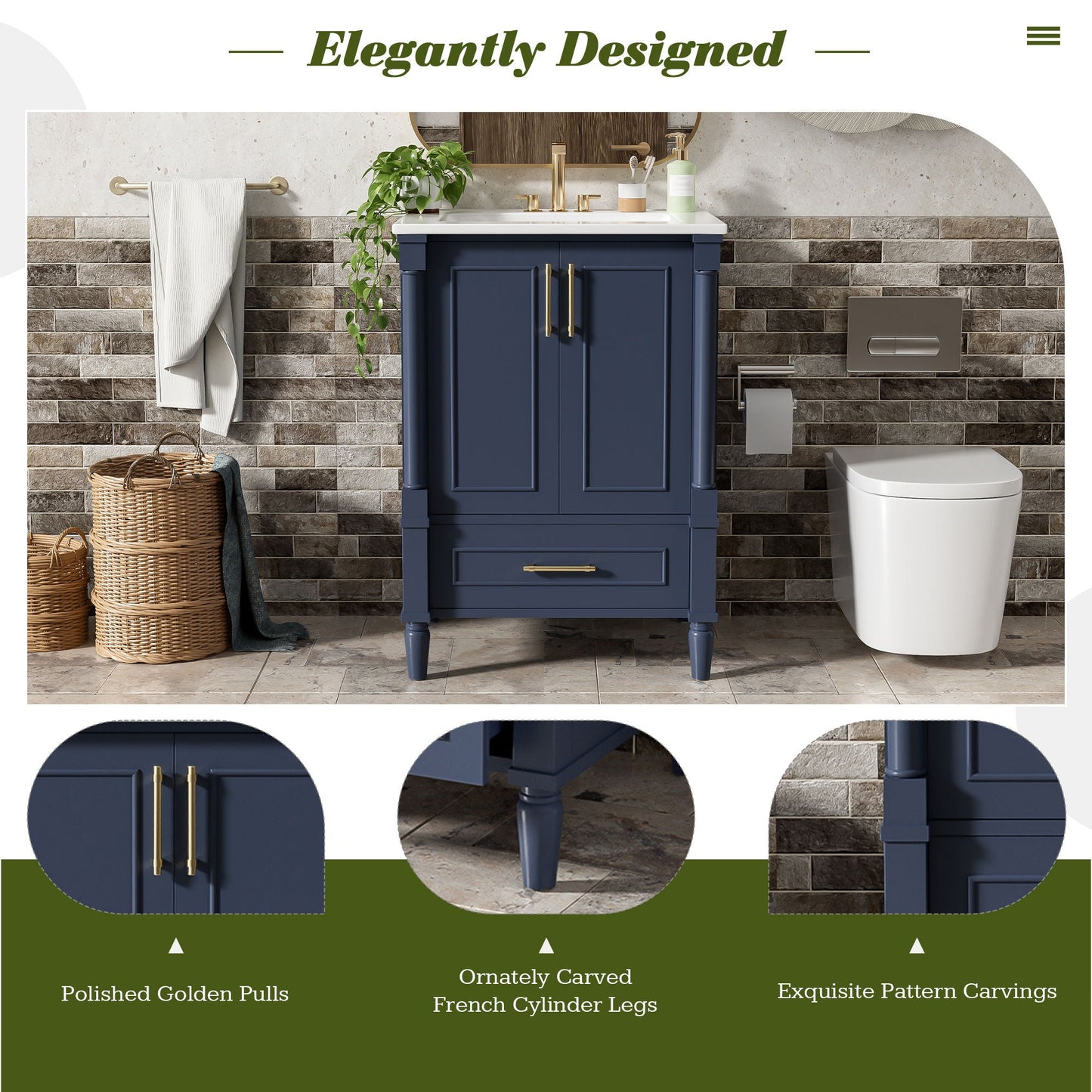 Vanity With Ornate French Cylinder Legs