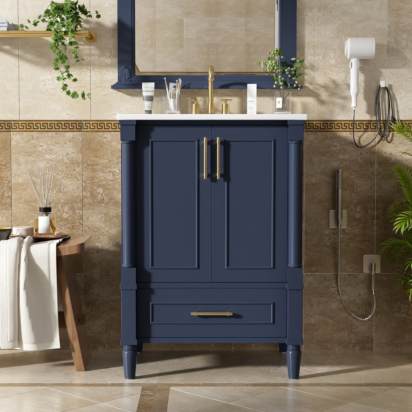 Vanity With Ornate French Cylinder Legs