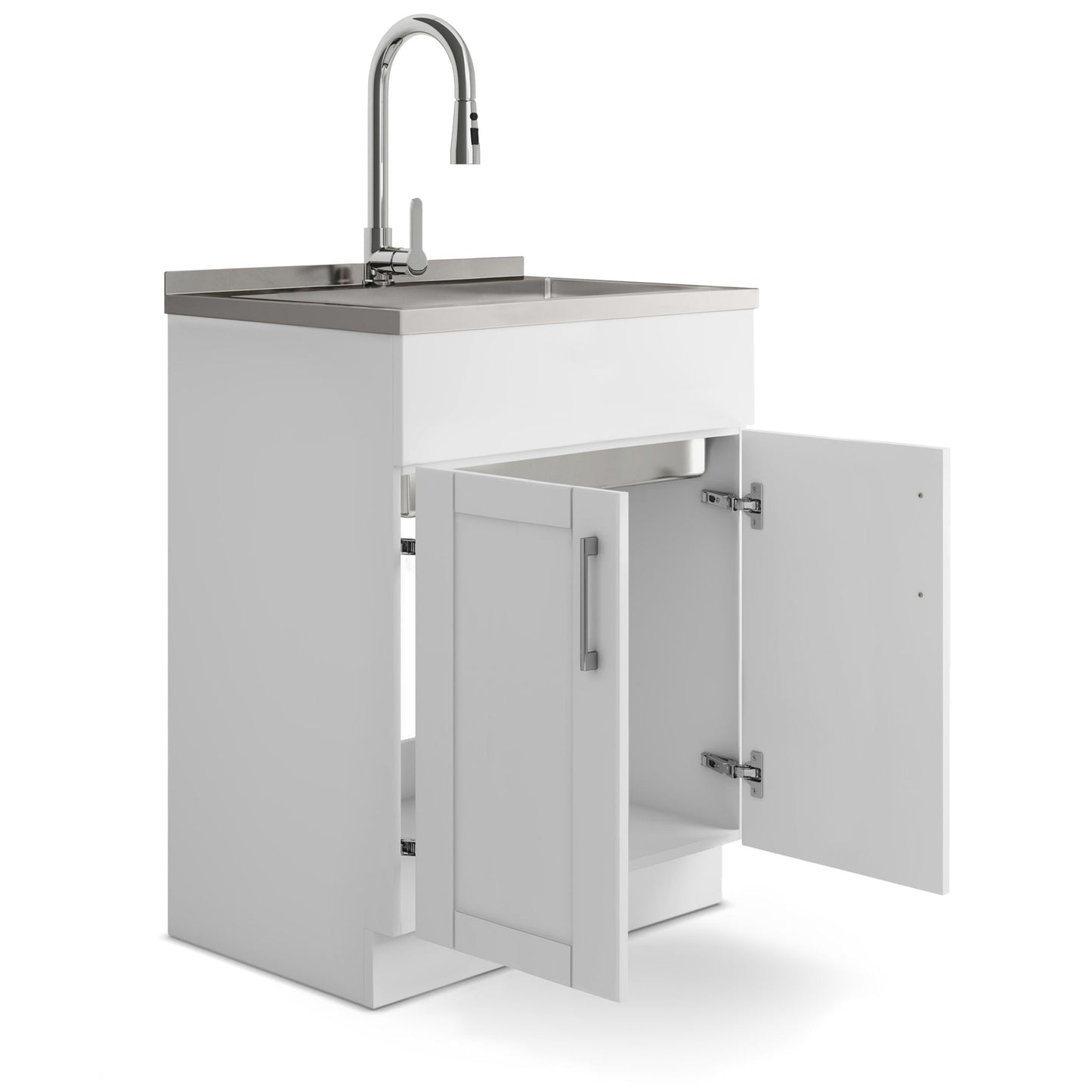 Laundry Cabinet With Faucet And Stainless Steel Sink