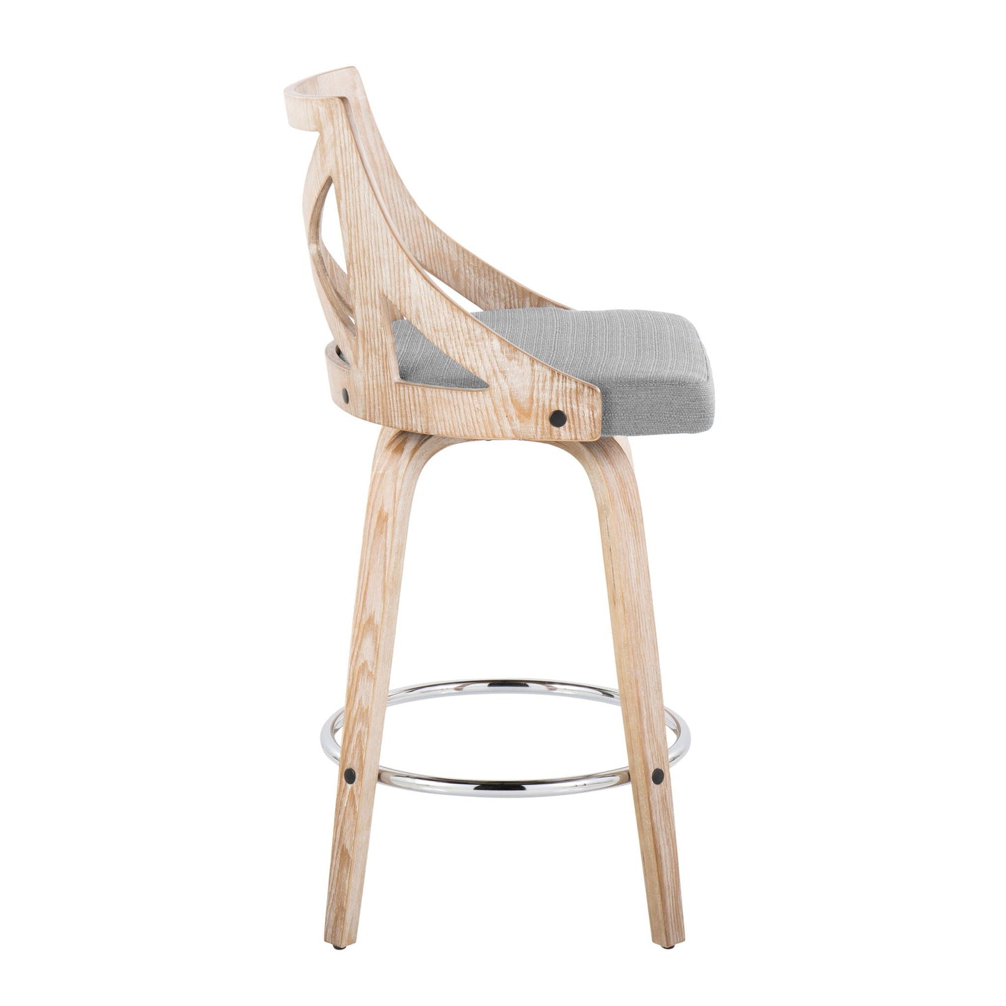 Counter Stool With Swivel And Round Footrest (Set of 2)