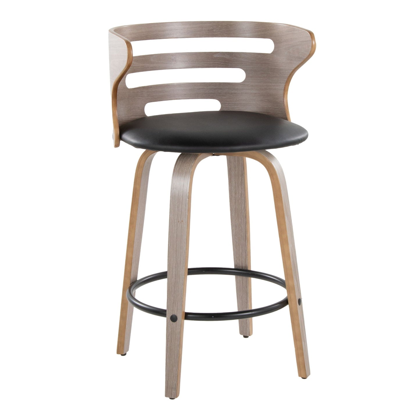 Barstool With Swivel And Round Footrest (Set of 2)