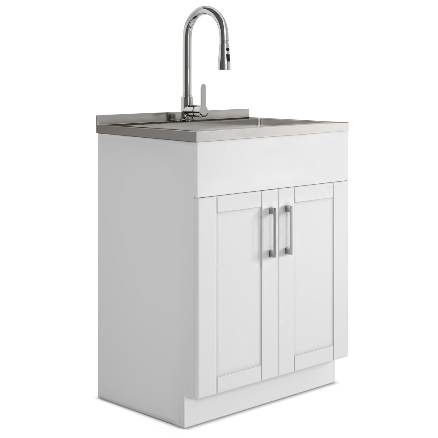 Laundry Cabinet With Faucet And Stainless Steel Sink
