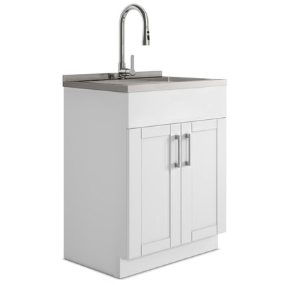 Laundry Cabinet With Faucet And Stainless Steel Sink