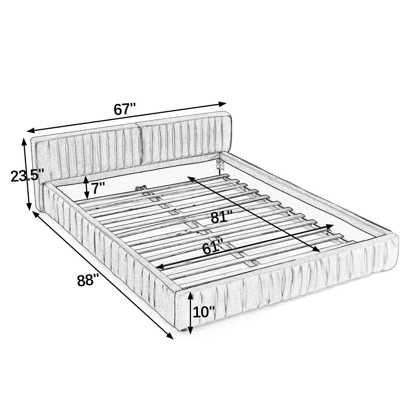 Platform Bed Frame With Pleated Design