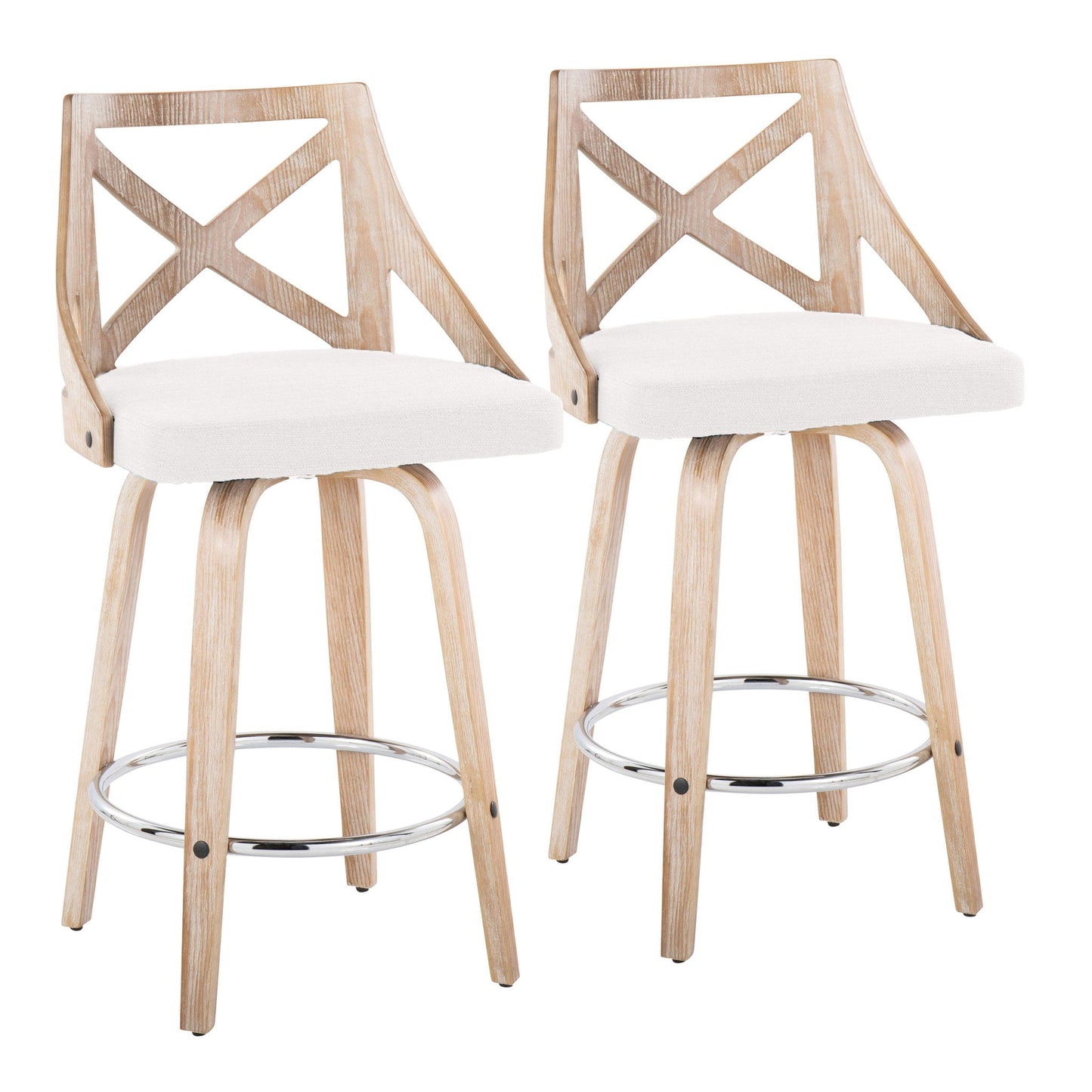 Counter Stool With Swivel And Round Footrest (Set of 2)