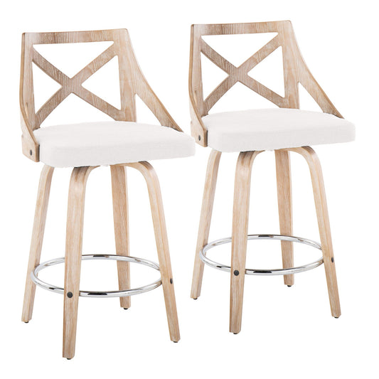 Counter Stool With Swivel And Round Footrest (Set of 2)