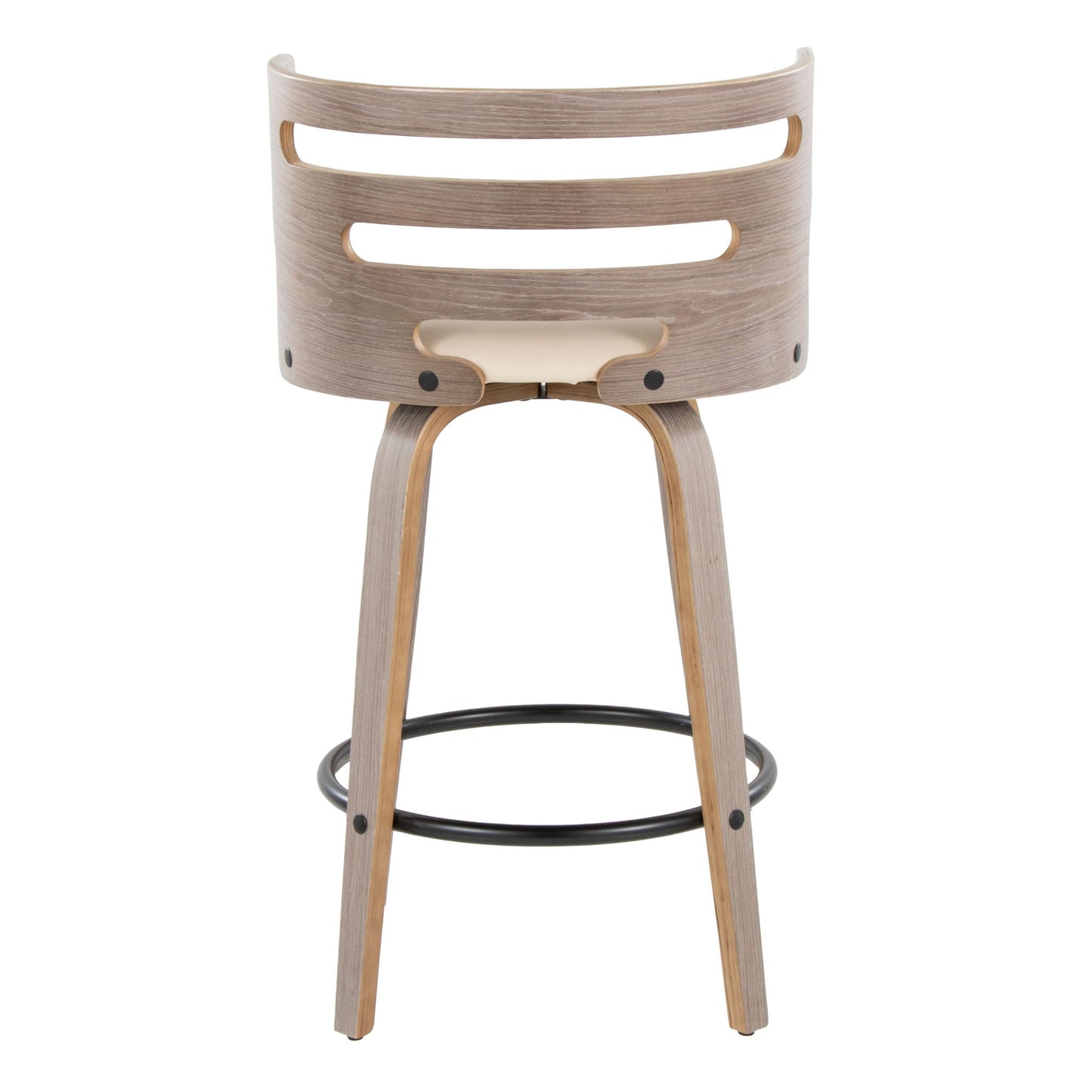 Barstool With Swivel And Round Footrest (Set of 2)
