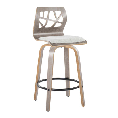 Counter Stool With Swivel With Round Footrest (Set of 2) - Light Gray