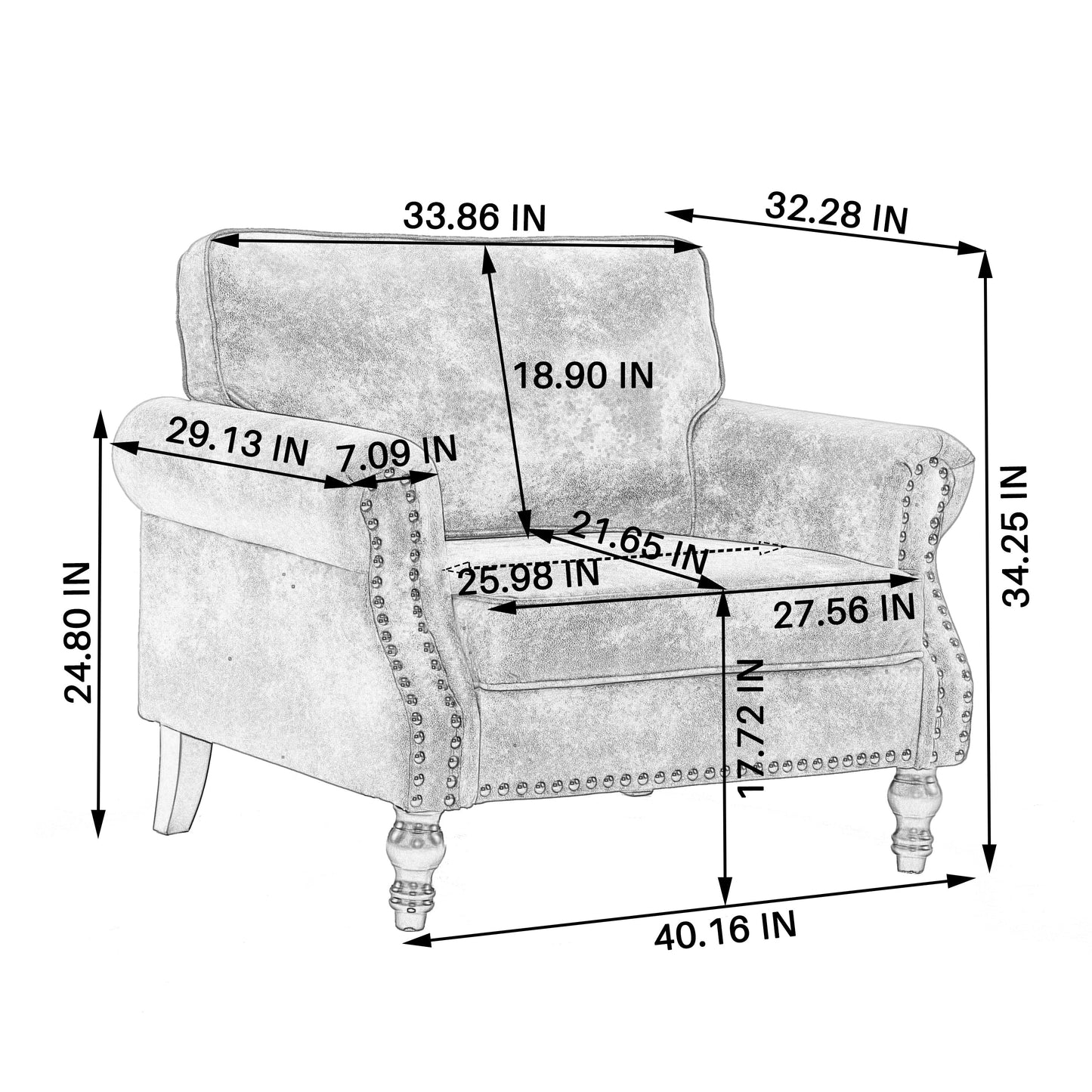 Leather Rolled Arm Sofa