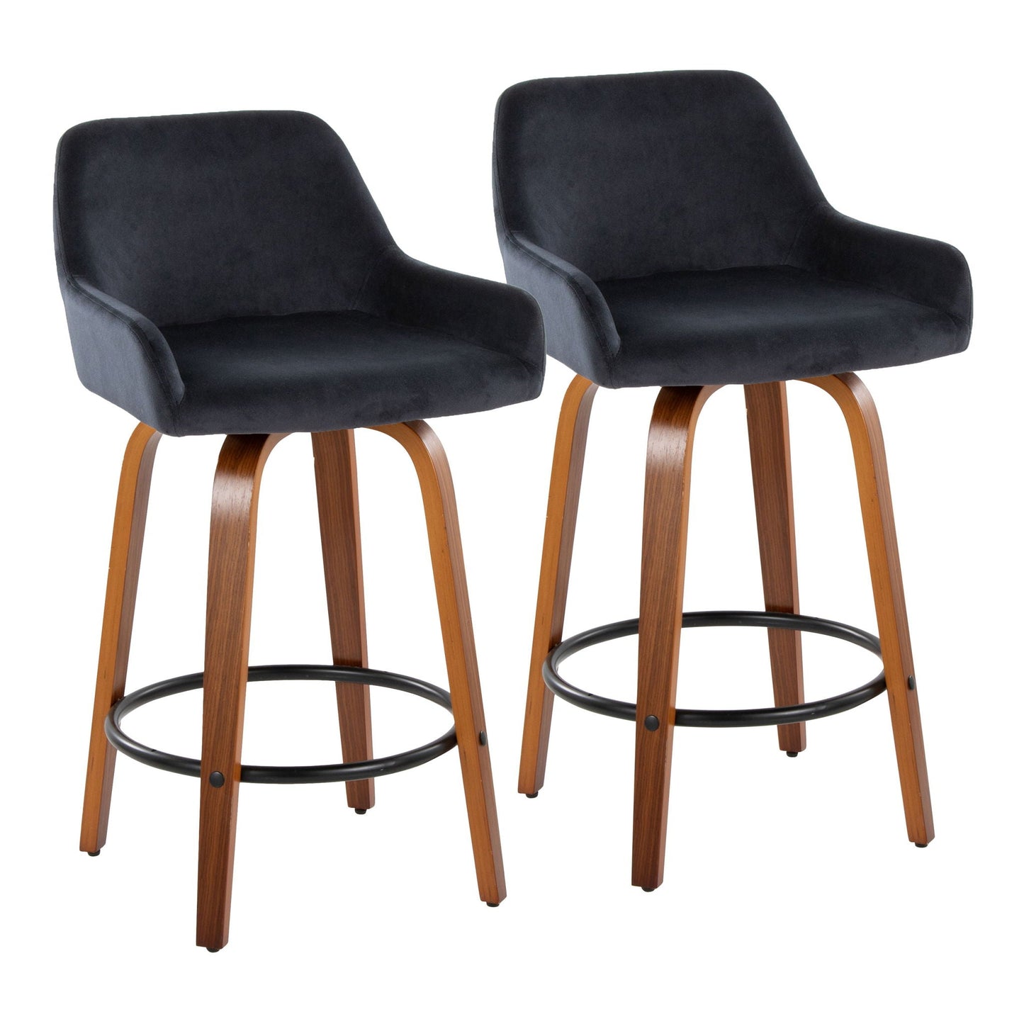 Counter Stool With Swivel With Round Footrest (Set of 2)