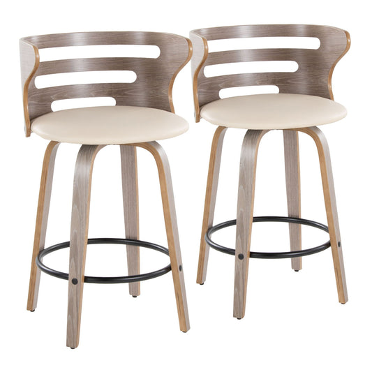 Barstool With Swivel And Round Footrest (Set of 2)