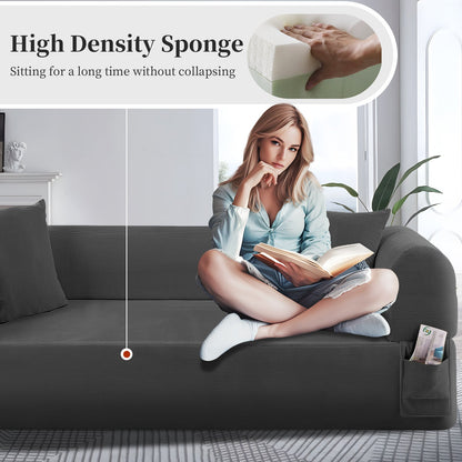 Spring Sofa with High-Quality Fabric, Pillows & Storage - Gray