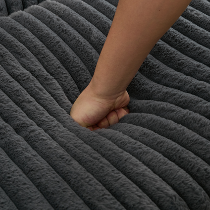 Oversized Corduroy Chaise Lounge with Ottoman in Dark Gray