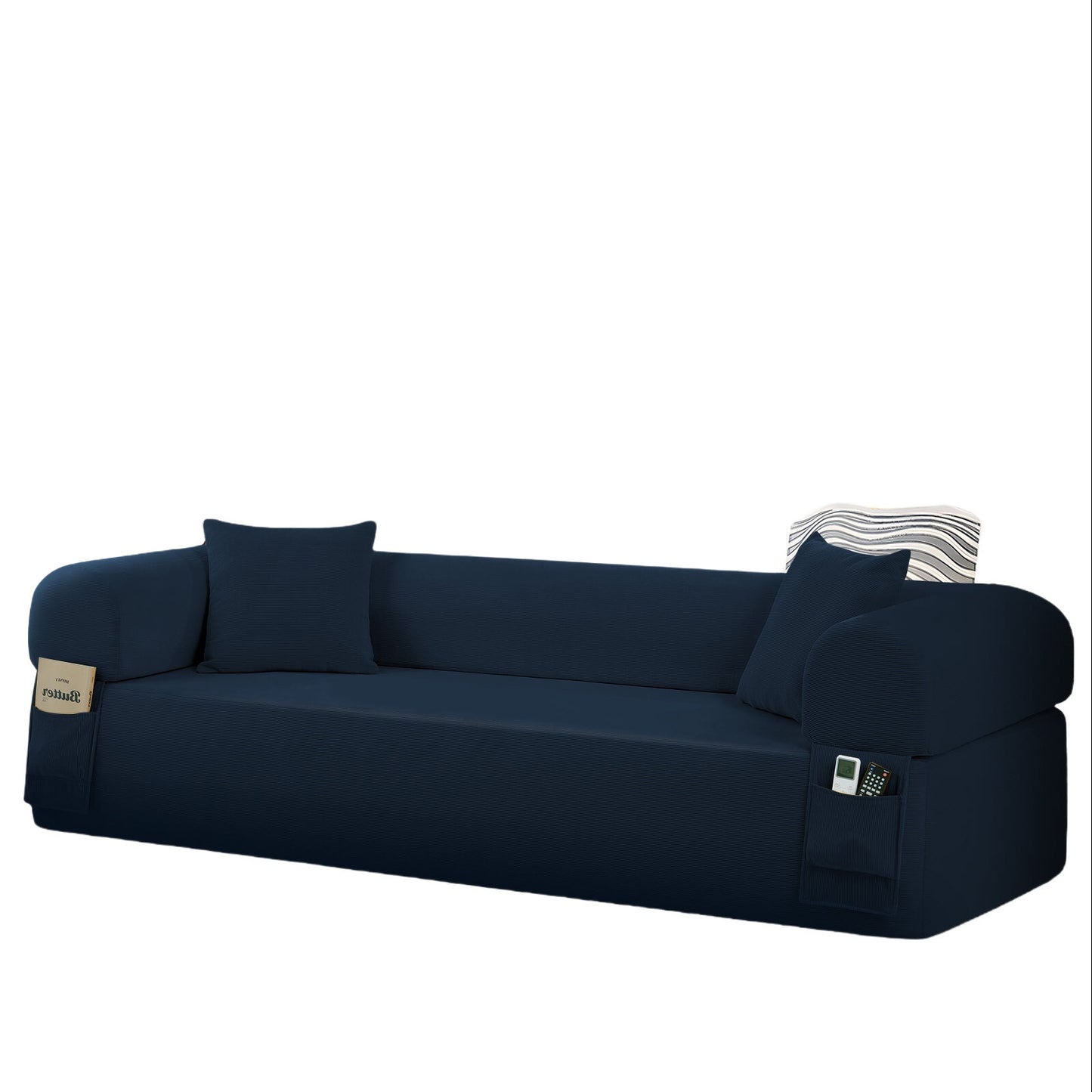 Spring Sofa with High-Quality Fabric, Pillows & Storage in Blue