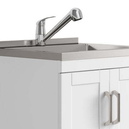 Laundry Cabinet & Faucet And Stainless Steel Sink