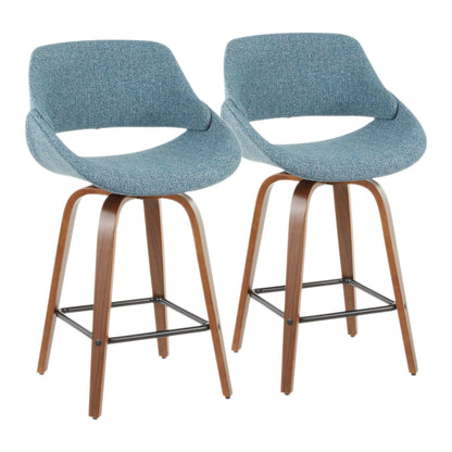 Counter Stool (Set of 2) - Walnut / Blue