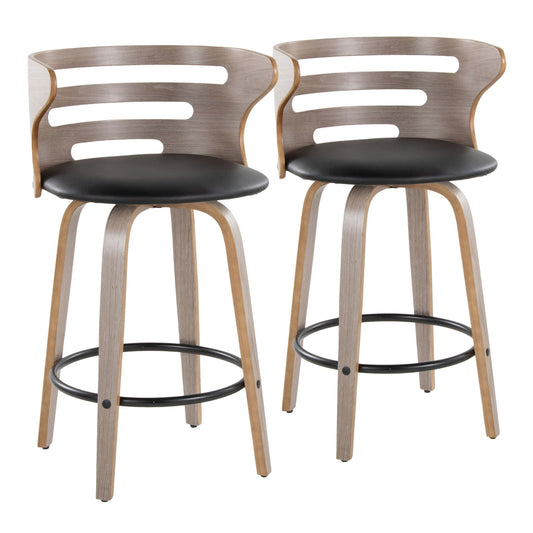 Barstool With Swivel And Round Footrest (Set of 2)