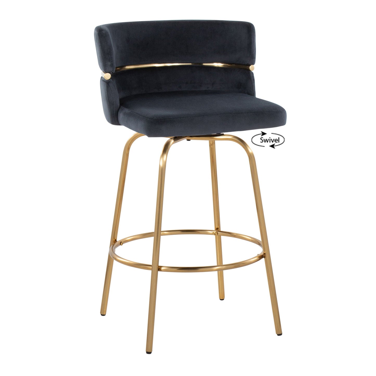 Counter Stool With Swivel With Round Footrest (Set of 2)