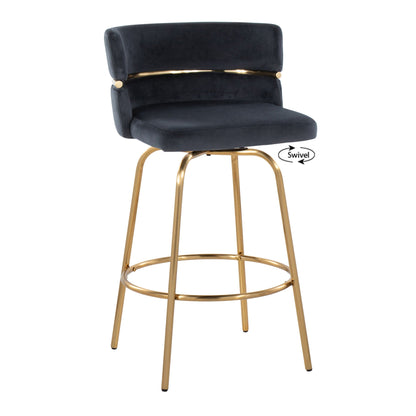 Counter Stool With Swivel With Round Footrest (Set of 2)