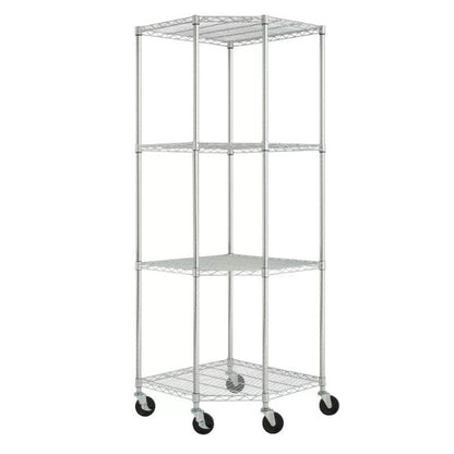 Heavy Duty 4-Tier Corner Storage Rack Shelving Unit with Casters