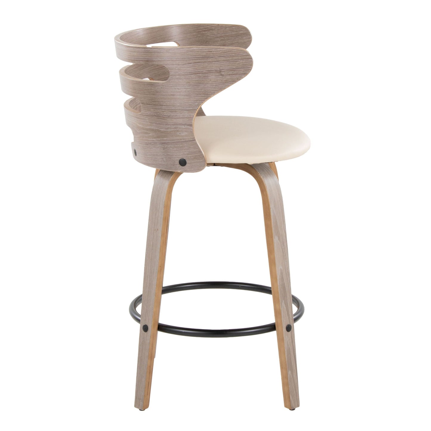 Barstool With Swivel And Round Footrest (Set of 2)