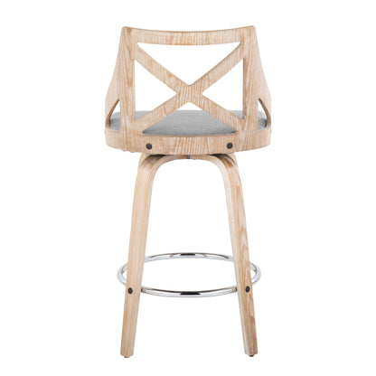 Counter Stool With Swivel And Round Footrest (Set of 2)