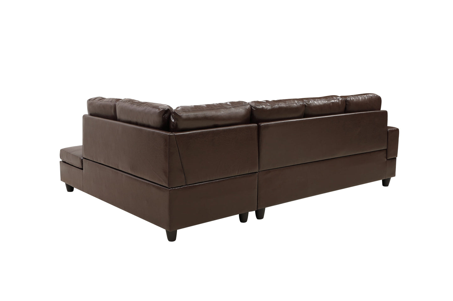 3 Pc Sectional Sofa Set Brown Faux Leather Left-Facing Chaise