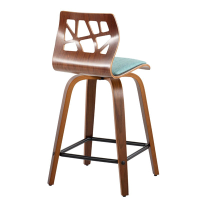 Counter Stool With Swivel With Square Footrest (Set of 2)