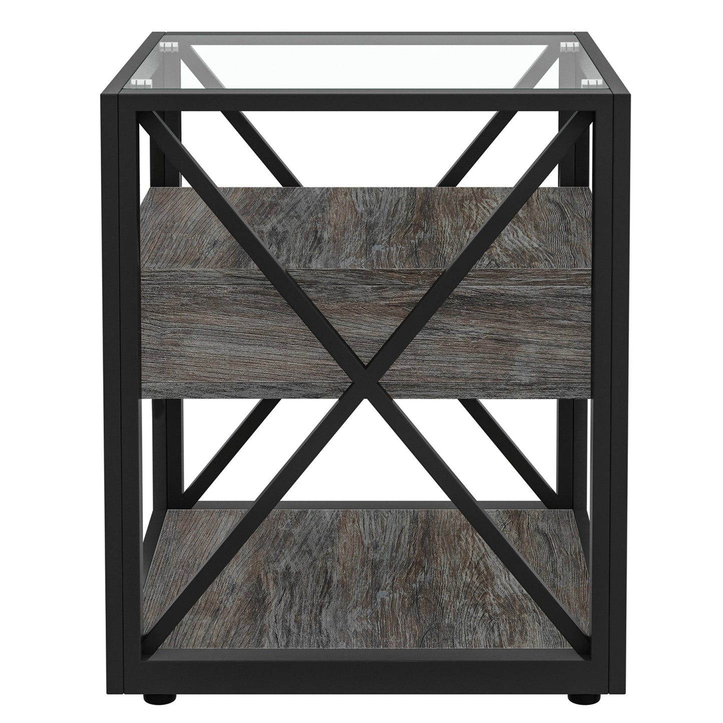 Set of 2 Modern End Tables with Drawer - Nightstands