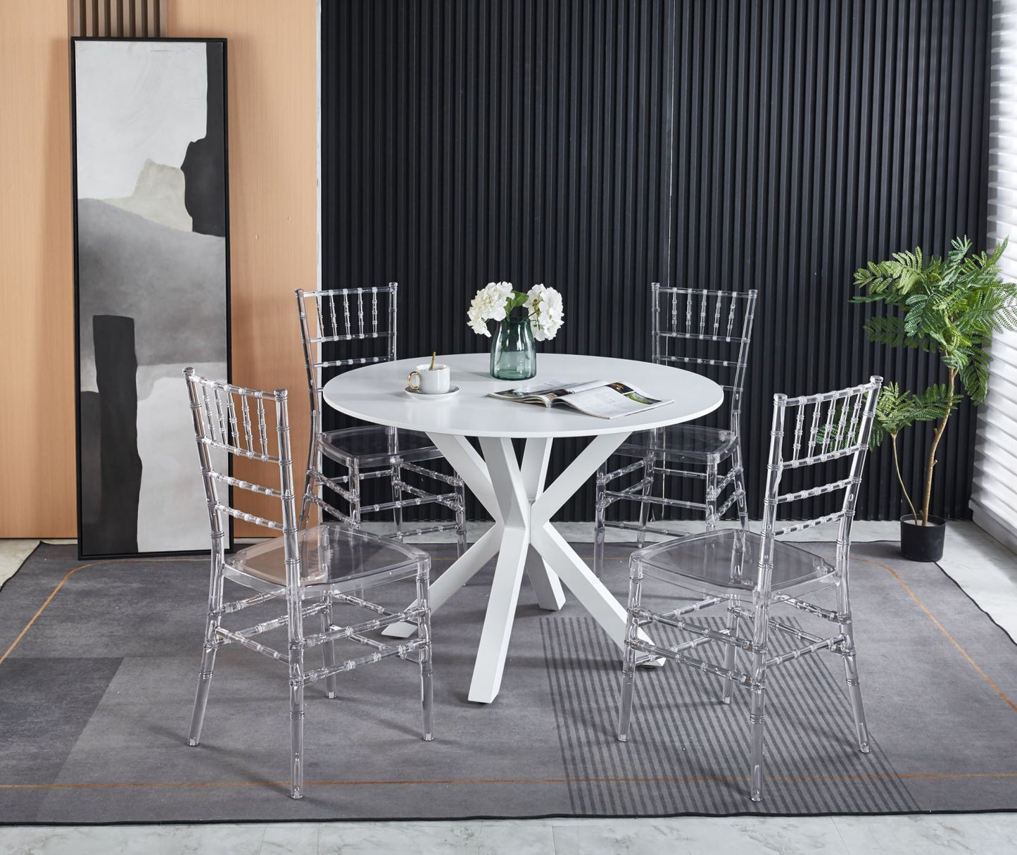 Dining Chair, Plastic Seat (Set of 4) - Transparent