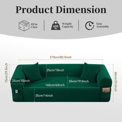 Spring Sofa with High-Quality Fabric in Green