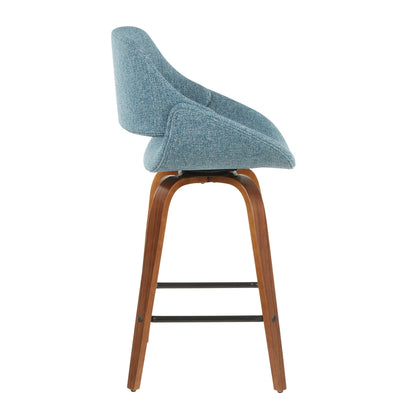 Counter Stool (Set of 2) - Walnut / Blue