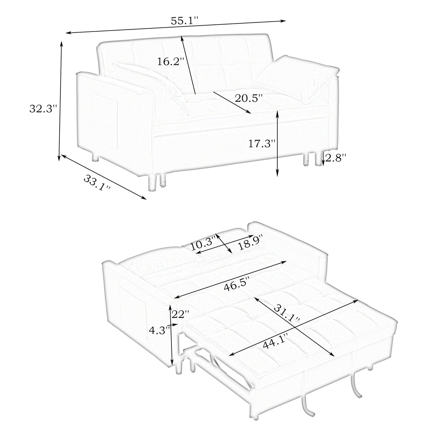 Sofa Bed With Pockets