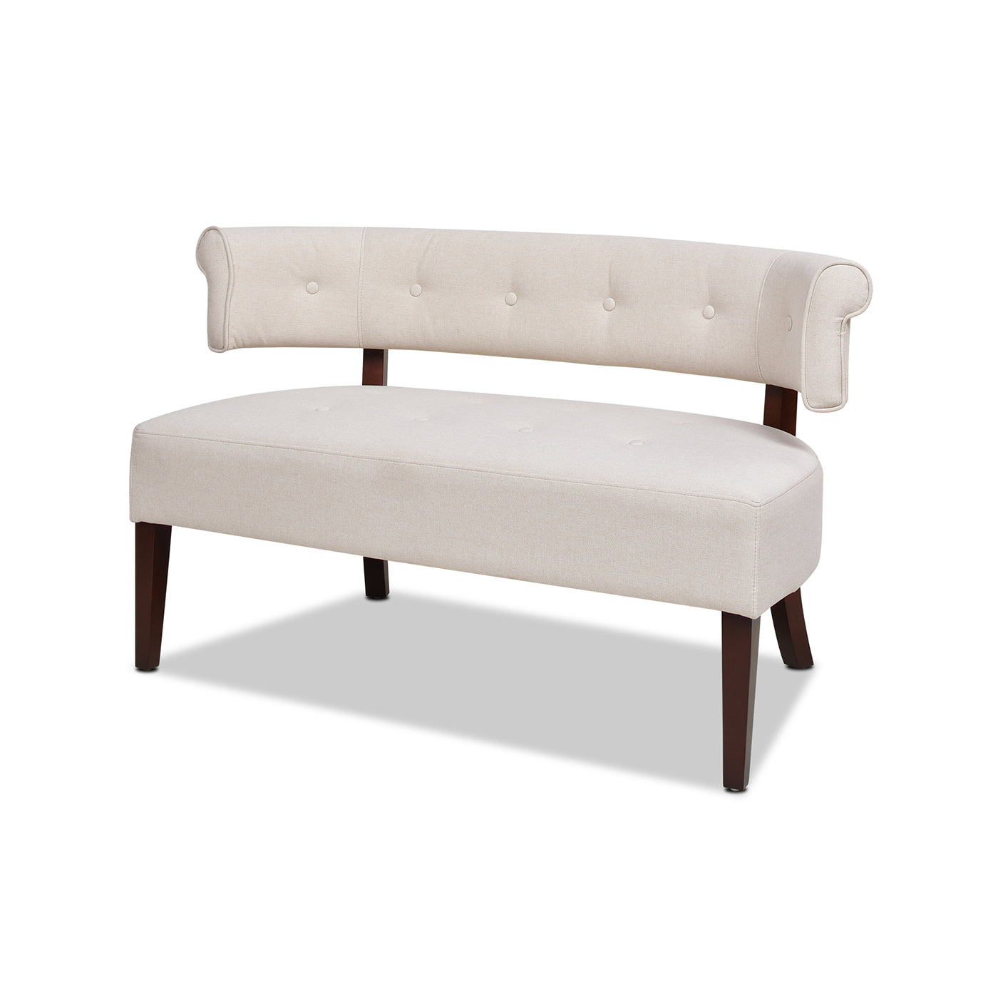 Jared Roll Arm Tufted Bench Settee, Sky Neutral