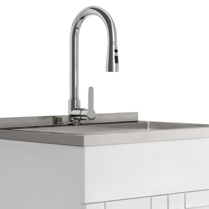 Laundry Cabinet With Faucet And Stainless Steel Sink