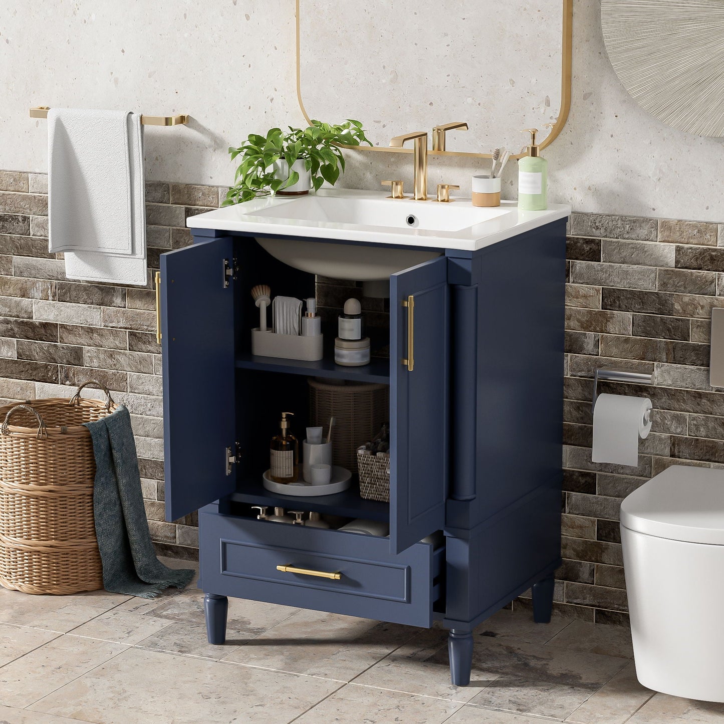 Vanity With Ornate French Cylinder Legs