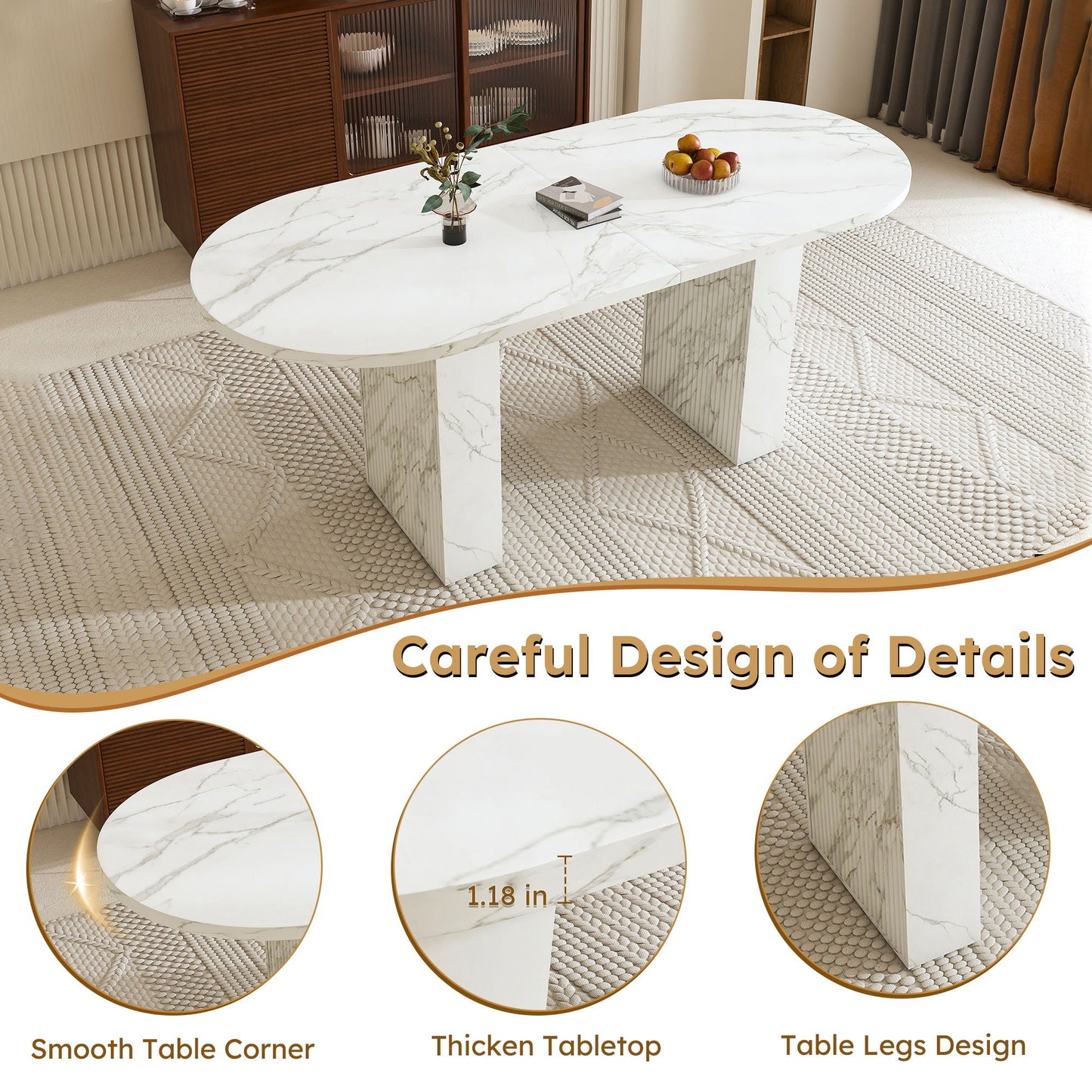 Dining Table With Wood Strip Base