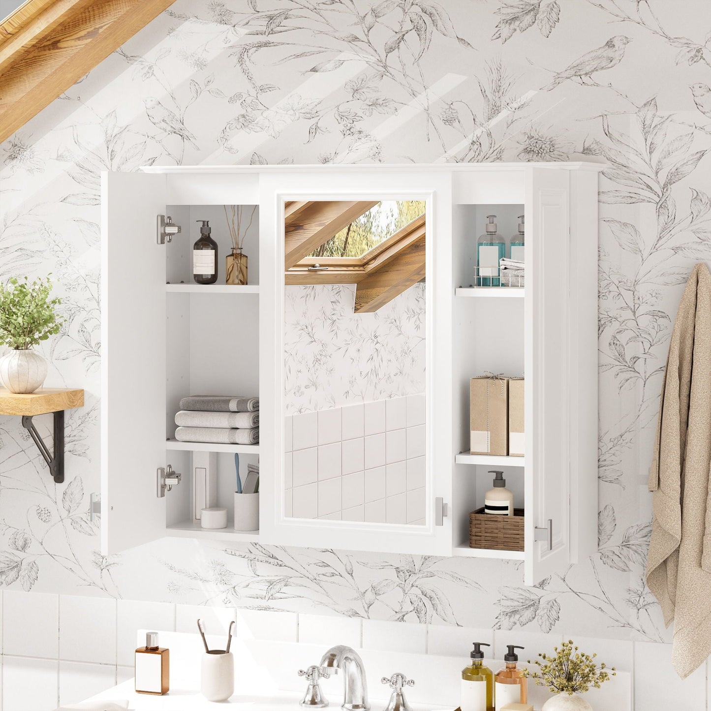 Mirror Cabinet With 5 Adjustable Shelves
