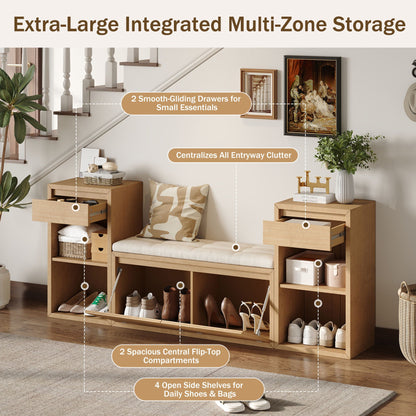 Entryway Storage Bench With Cushion