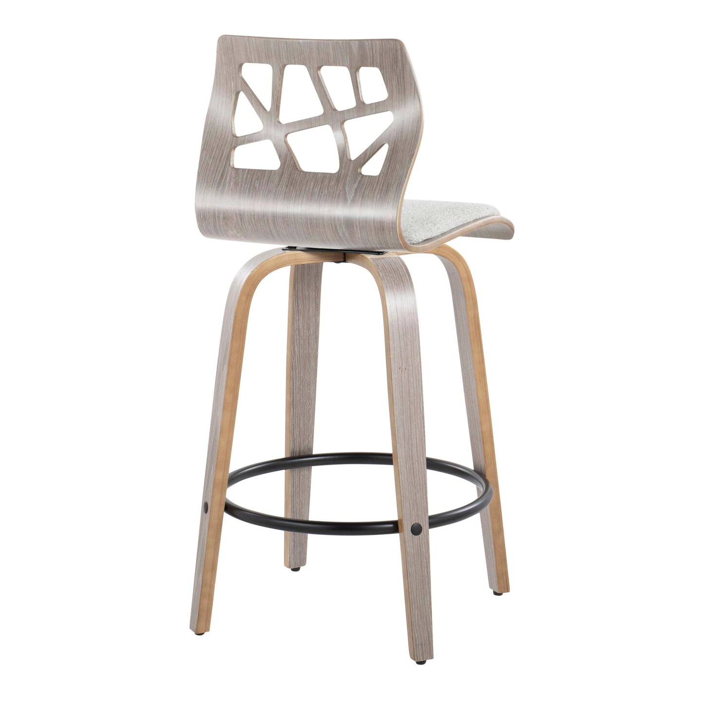 Counter Stool With Swivel With Round Footrest (Set of 2) - Light Gray