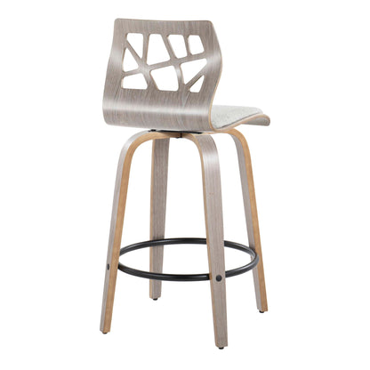 Counter Stool With Swivel With Round Footrest (Set of 2) - Light Gray