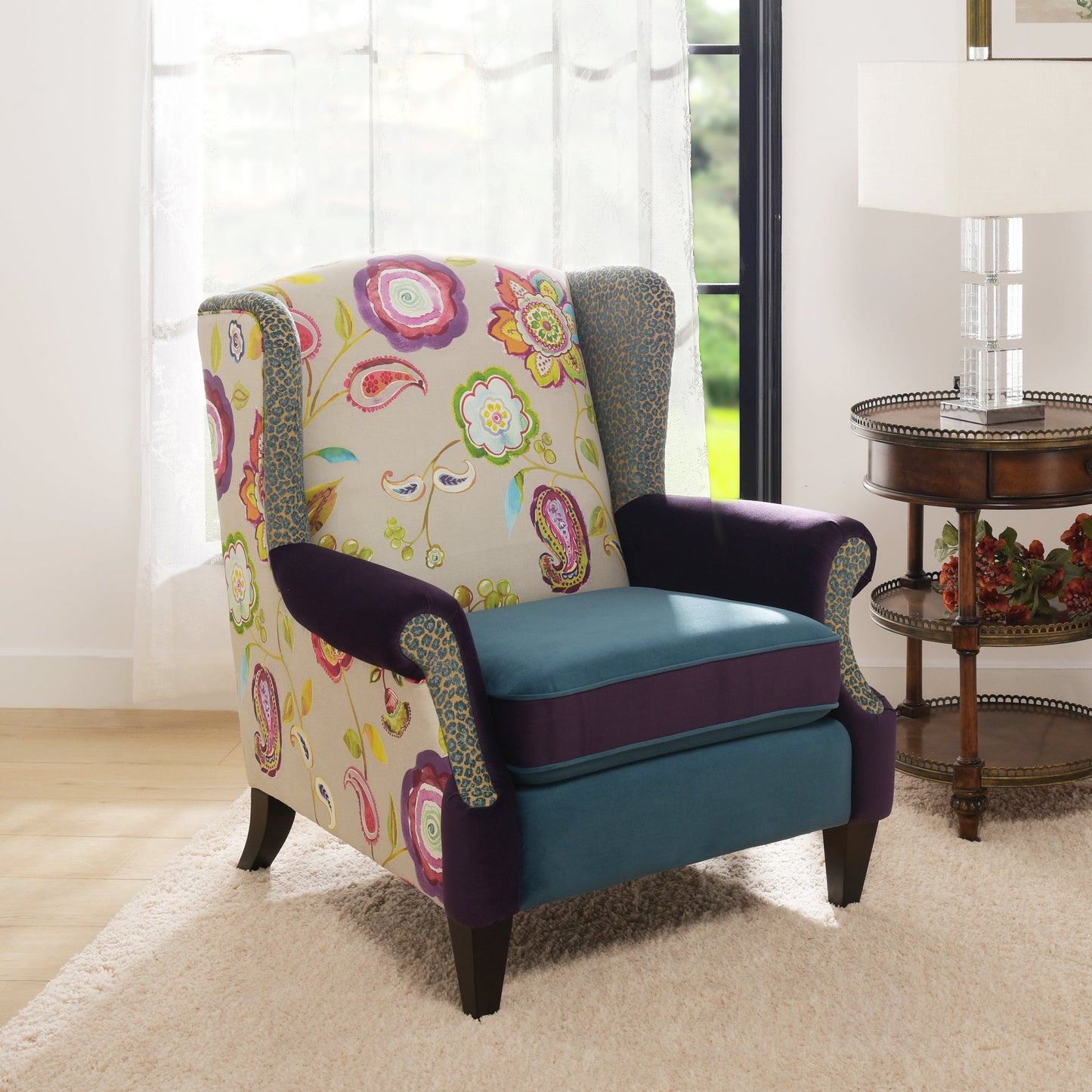 Anya Boho Chic Wingback Accent Arm Chair