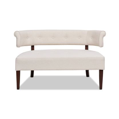 Jared Roll Arm Tufted Bench Settee, Sky Neutral
