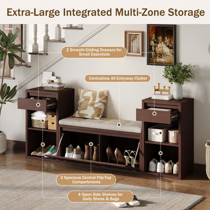 Entryway Storage Bench With Cushion