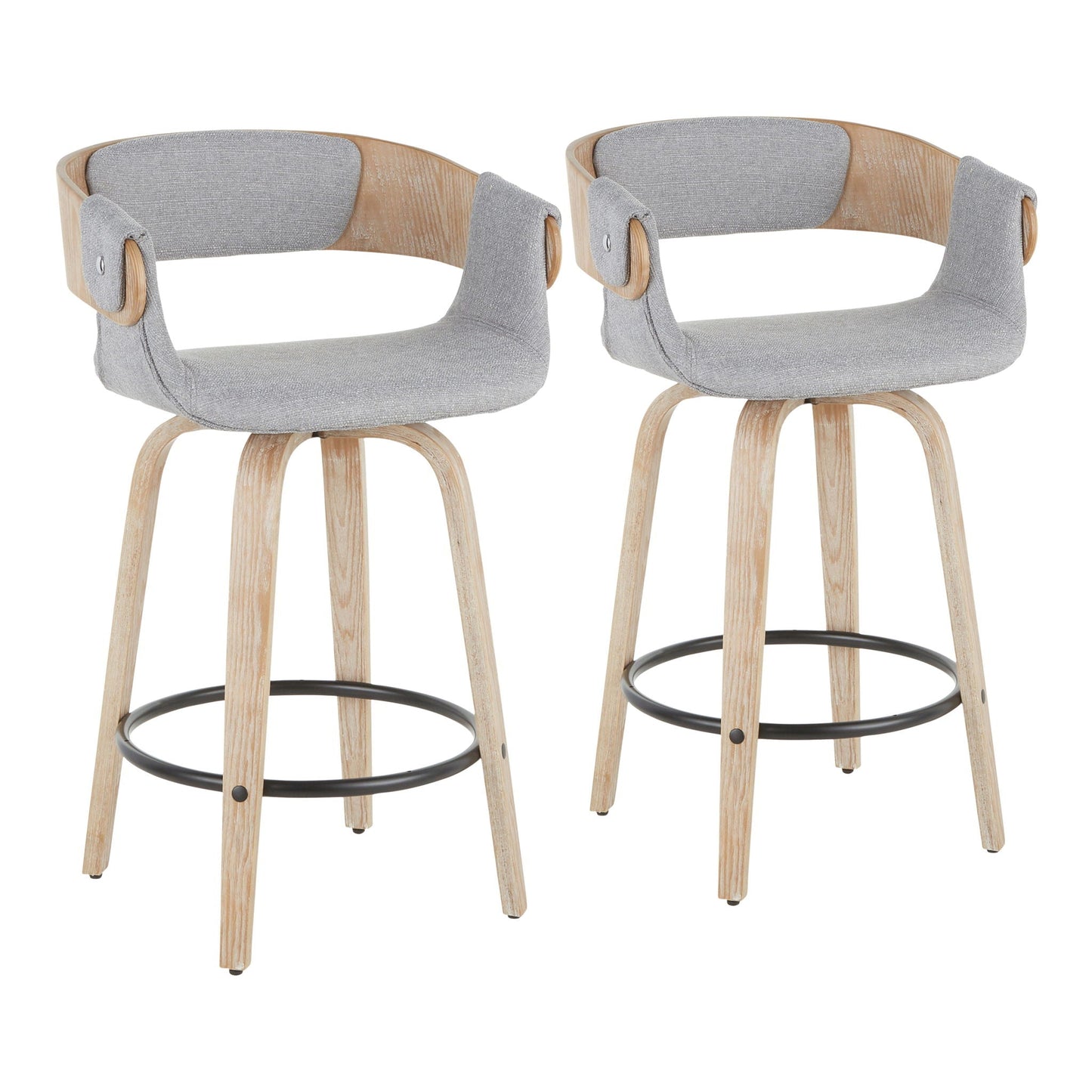 Counter Stool (Set of 2) - White Washed / Gray