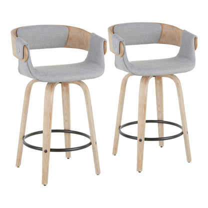 Counter Stool (Set of 2) - White Washed / Gray