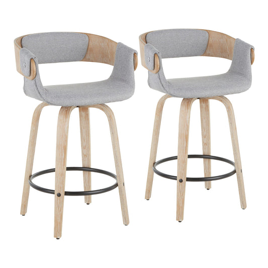 Counter Stool (Set of 2) - White Washed / Gray